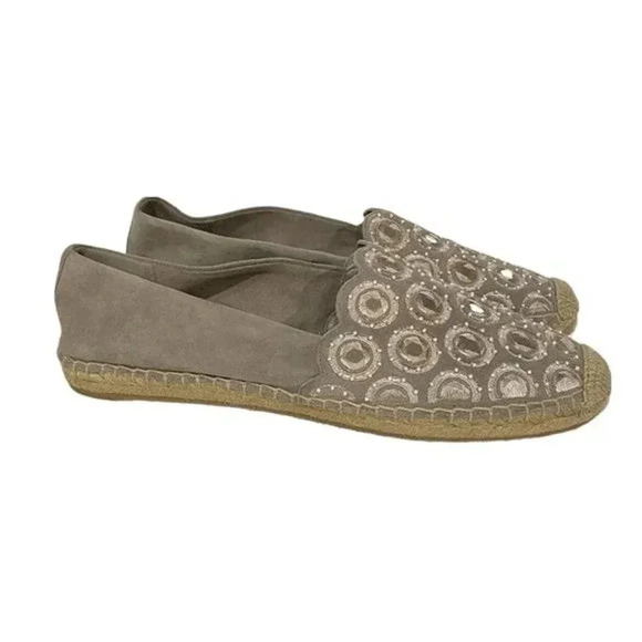 Tory Burch Shoes - Tory Burch Yasmin Taupe Reflective Mirror Espadrille Flats